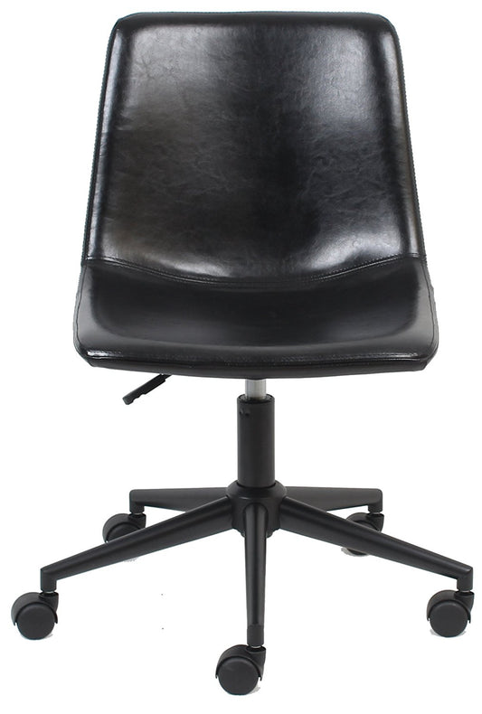 BTExpert Aati Mid Back Fuax Leather Task Chair, Black Office Chair