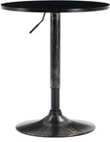 BTExpert Industrial Adjustable 27-36" Metal Bar Table, Swivel Round MDF Wood Top, Antique Golden Black Base