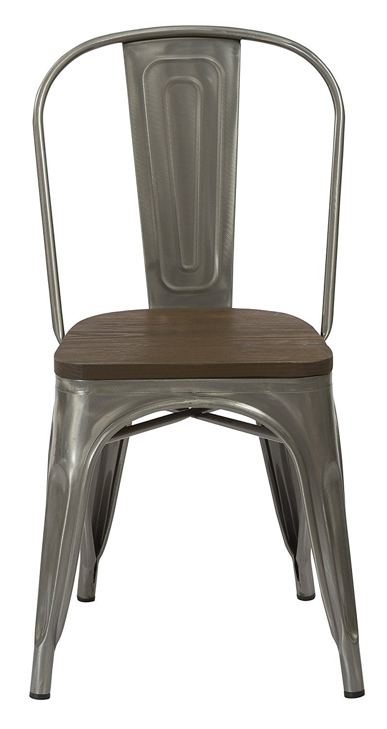 Industrial Antique Gunmetal Rustic Distress Dining Cafe Metal Side Chairs - Set of 2