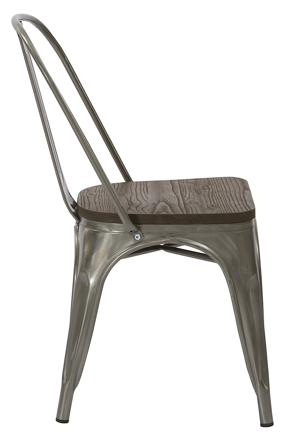 Industrial Antique Gunmetal Rustic Distress Dining Cafe Metal Side Chairs - Set of 2