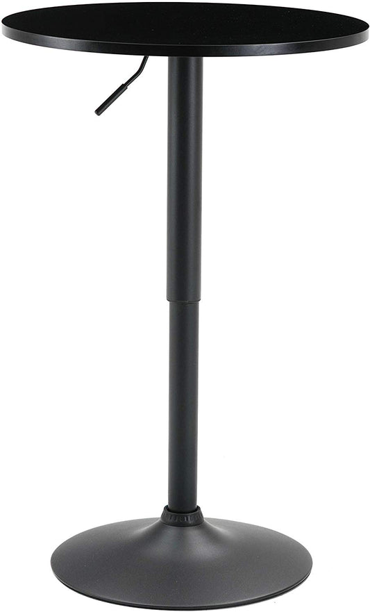 BTExpert Industrial Adjustable 27-36" Metal Bar Table, Swivel 23.8" Round MDF Wood Top, Black Base