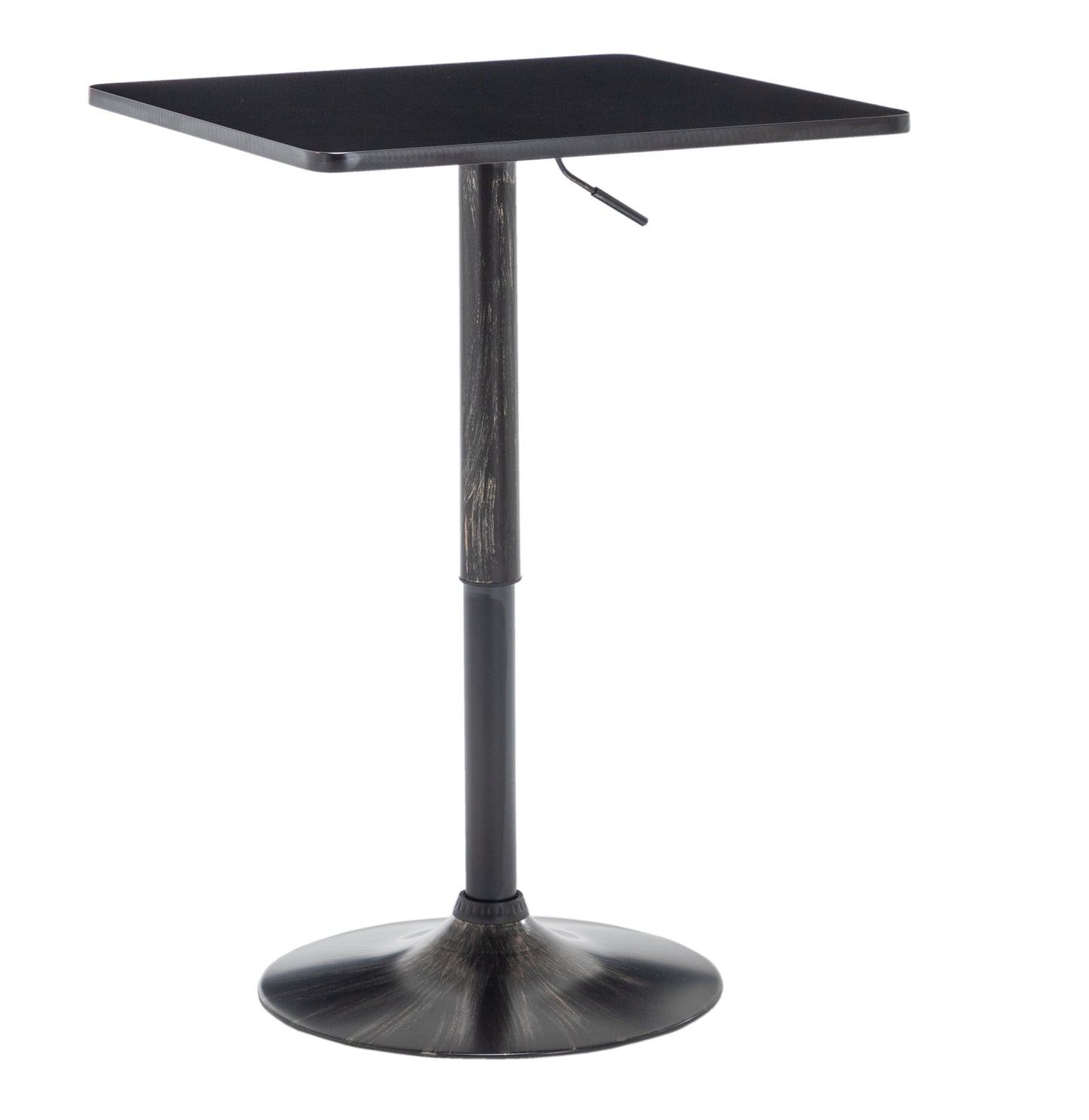 BTExpert Golden Black Adjustable 27–36" Industrial Metal Bar Table, Swivel Square Cocktail Wood Top Pub Bistro