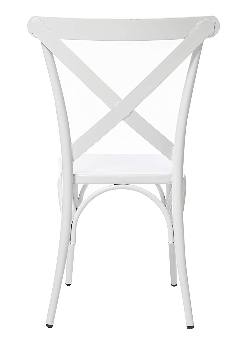 BTExpert White Cross Back Metal Industrial Modern Vintage Farmhouse Dining Chair - Set of 2