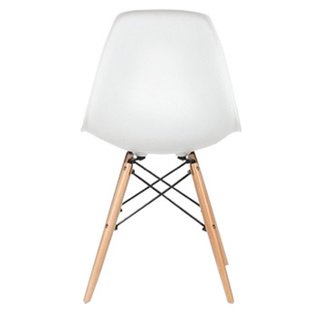 Eiffel Natural Wood Dowell Legs Dining Side Chair White DSW - Set of 4