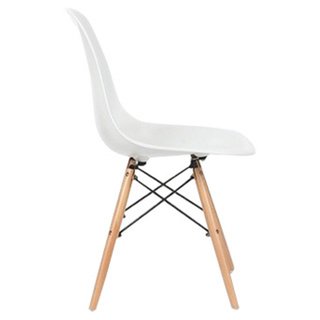Eiffel Natural Wood Dowell Legs Dining Side Chair White DSW - Set of 2