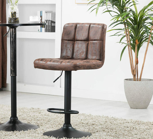 BTExpert Adjustable Industrial Metal Swivel Vintage Brown Rustic Dining Barstool Chair - Set of 2