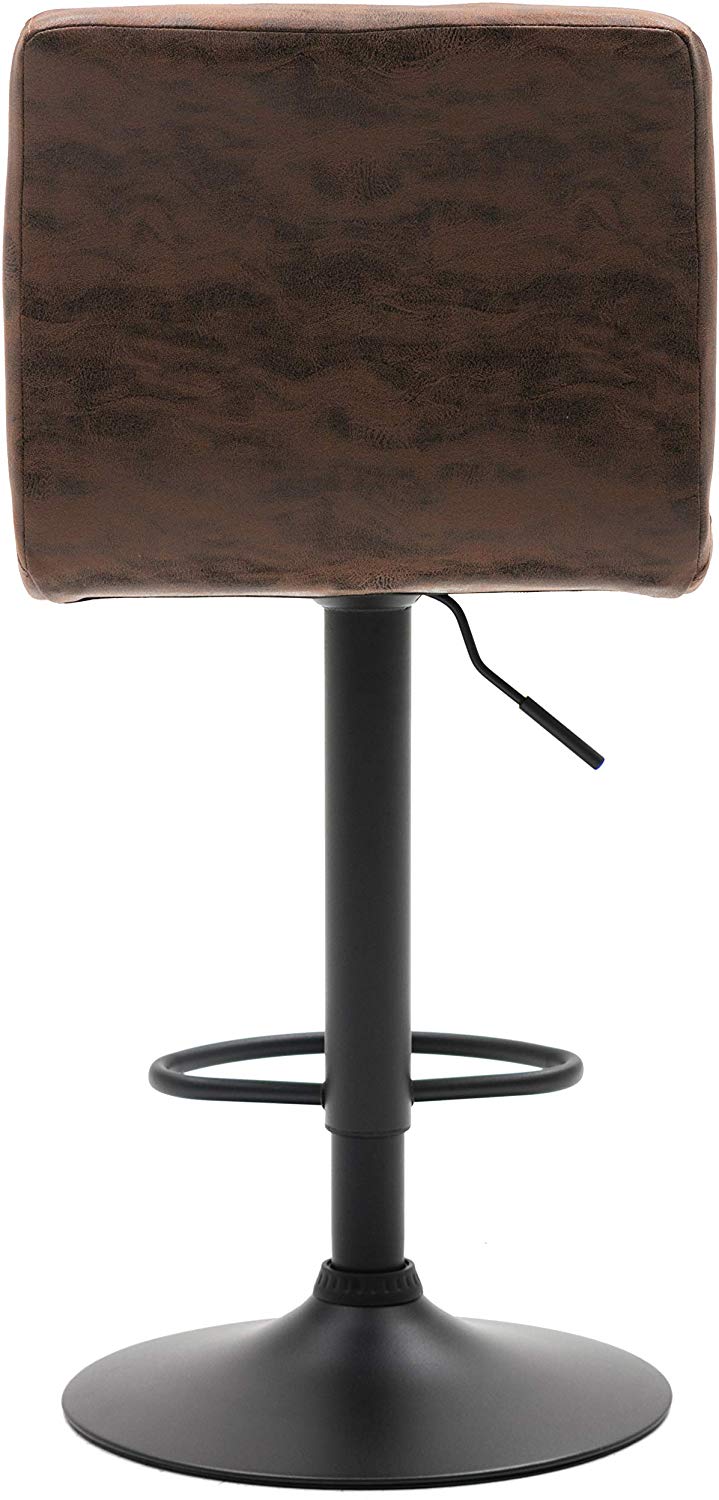 BTExpert Adjustable Industrial Metal Swivel Vintage Brown Rustic Dining Barstool Chair - Set of 2