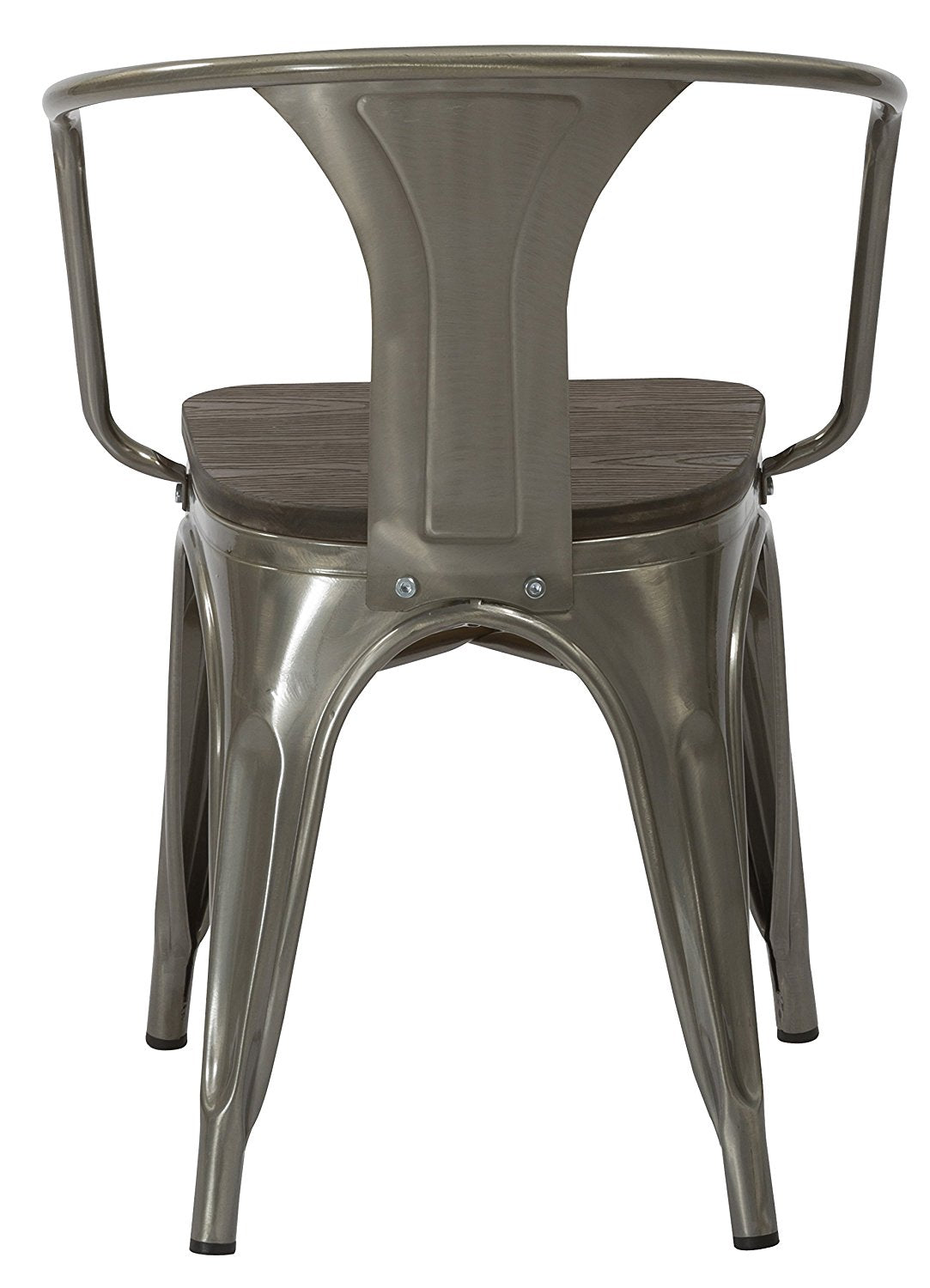 Industrial Gunmetal Rustic Distressed Restaurant Dining Arm Chairs - Set of 2