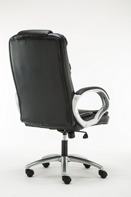 BTExpert Adjustable Tilt High Back Swivel Leather Executive Chair, Black