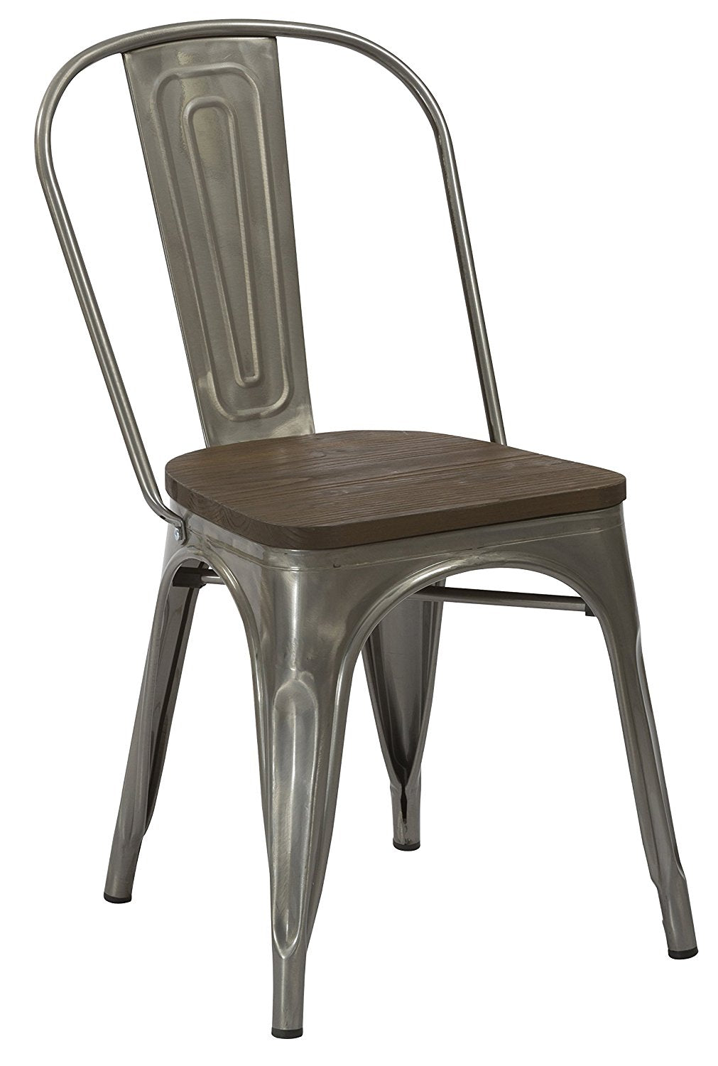 Industrial Antique Gunmetal Rustic Distress Dining Cafe Metal Side Chairs - Set of 2