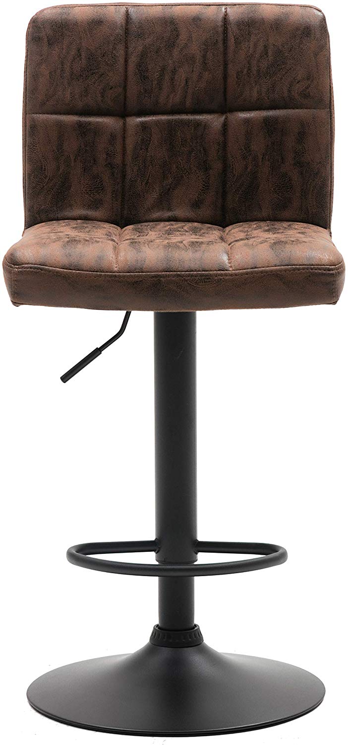 BTExpert Adjustable Industrial Metal Swivel Vintage Brown Rustic Dining Barstool Chair - Set of 2