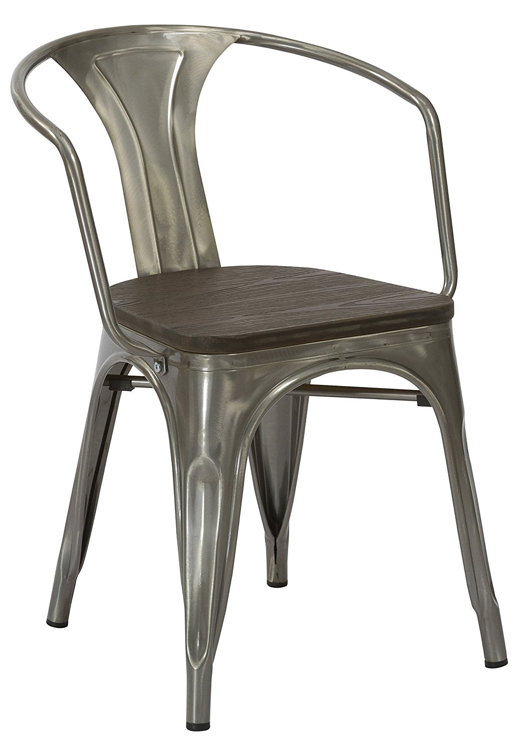 Industrial Gunmetal Rustic Distressed Restaurant Dining Arm Chairs - Set of 2