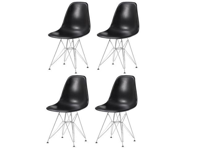 Eiffel Chrome Wire Legs Dining Side Chair Black DSR - Set of 4