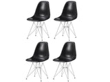 Eiffel Chrome Wire Legs Dining Side Chair Black DSR - Set of 4