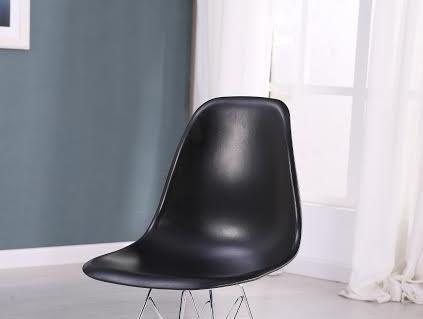 Eiffel Chrome Wire Legs Dining Side Chair Black DSR - Set of 4