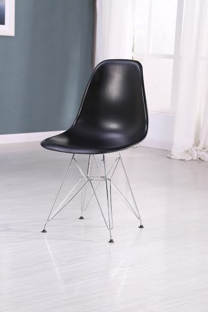 Eiffel Chrome Wire Legs Dining Side Chair Black DSR - Set of 4