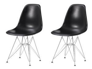 Eiffel Chrome Wire Legs Dining Side Chair Black DSR - Set of 4