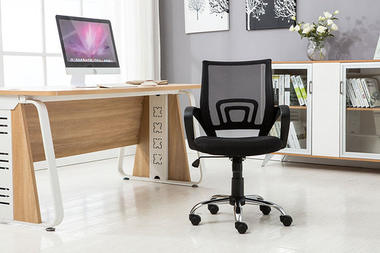 Ergonomic Mesh Mid back Computer Desk Office Chair, Black, Arm Chair