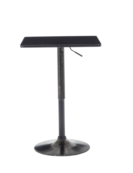 BTExpert Golden Black Adjustable 27–36" Industrial Metal Bar Table, Swivel Square Cocktail Wood Top Pub Bistro