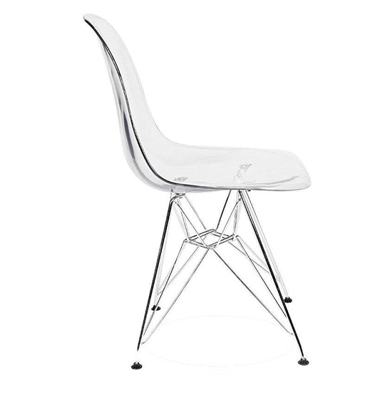 Eiffel Clear Transparent Acrylic Lounge Side Chair Metal Leg - Set of 2