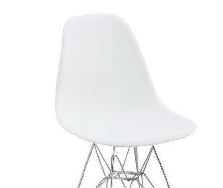Eiffel Chromed Wire Dowell Legs Dining Side Chair White DSR - Set of 2