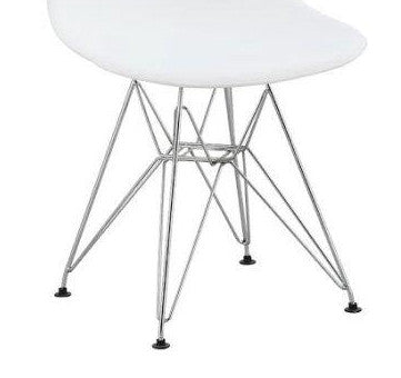 Chromed Wire Legs Dining Side armless Lounge Chair White DSR - Set of 4