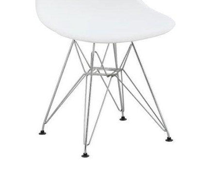 Eiffel Chromed Wire Dowell Legs Dining Side Chair White DSR - Set of 2