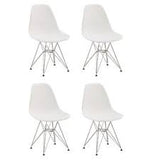 Chromed Wire Legs Dining Side armless Lounge Chair White DSR - Set of 4