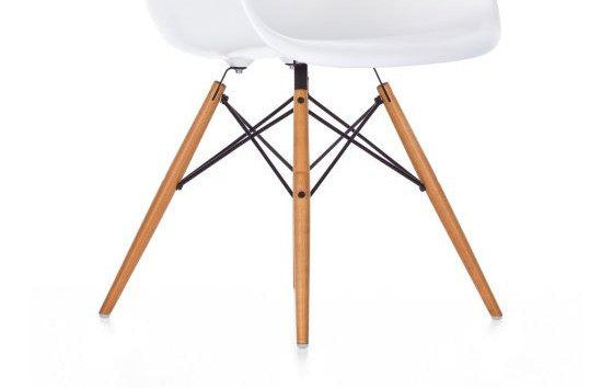 Eiffel Natural Wood Dowell Legs Lounge Arm Chair White Set of 2 - Two