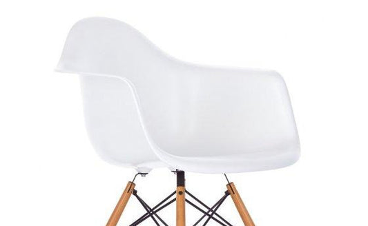 Eiffel Natural Wood Dowell Legs Lounge Arm Chair White Set of 2 - Two
