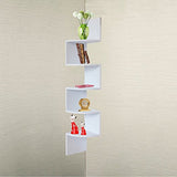 White Finish Large Corner Wall Mount hanging Zig Zag Wallmount Shelf decor