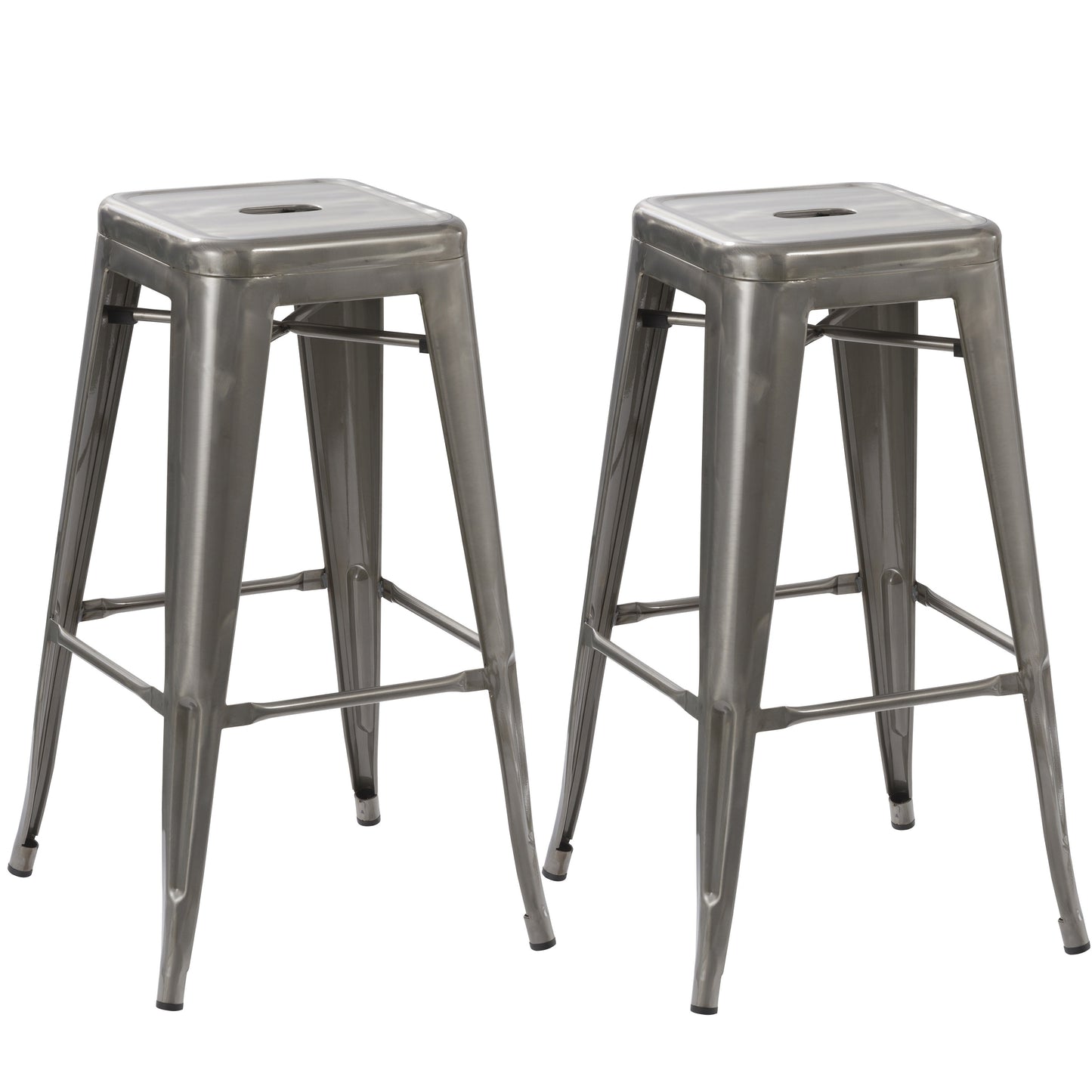 Steel Stackable Industrial Distressed Gunmetal Steel BarStool - Set of 2