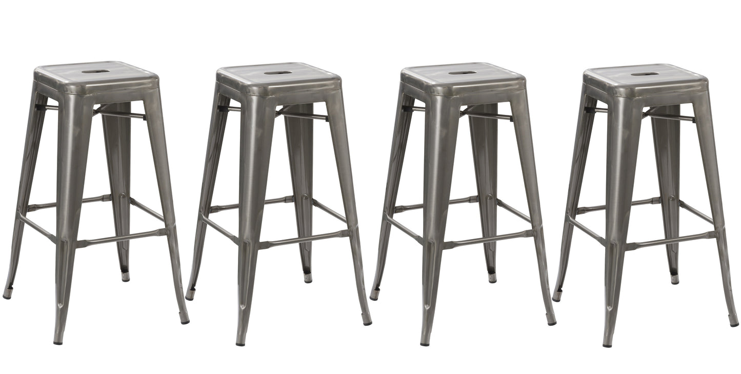 BTExpert 30" Solid Steel Industrial Bronze Distressed Metal Dining BarStool - Set of 4