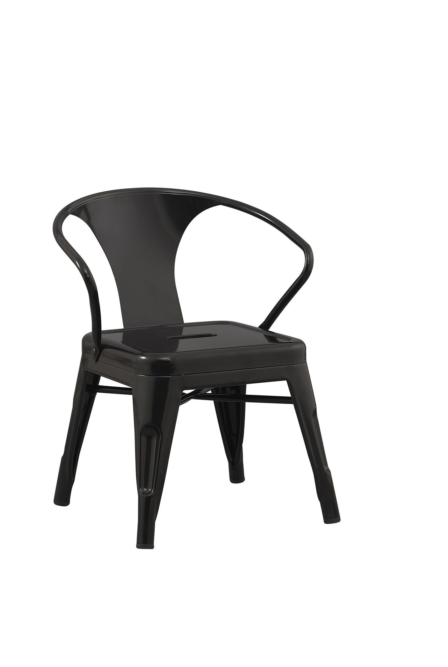Solid Stacking Industrial Black Kids Play Stackable Metal Chair Arm - Set of 2