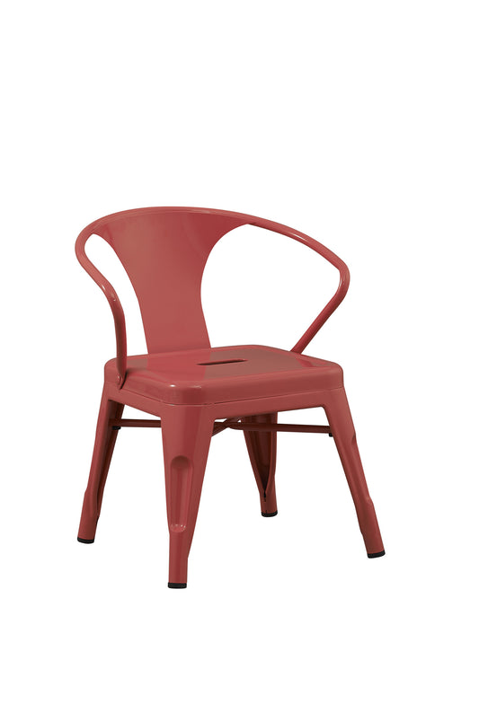 Solid Steel Industrial Pink Kids Play Stackable Metal Chair Arms - Set of 2