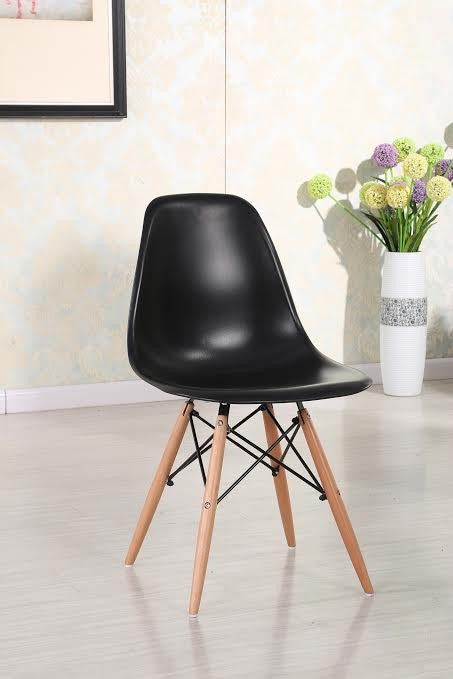 Eiffel Natural Wood Legs Dining Side Chair Black DSW - Set of 2