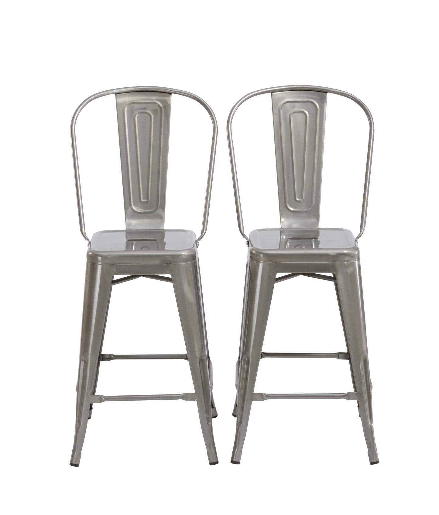 BTExpert 30" Industrial Clear Metal Antique Rustic counter Bar Stool Chair High Back - Set of 2
