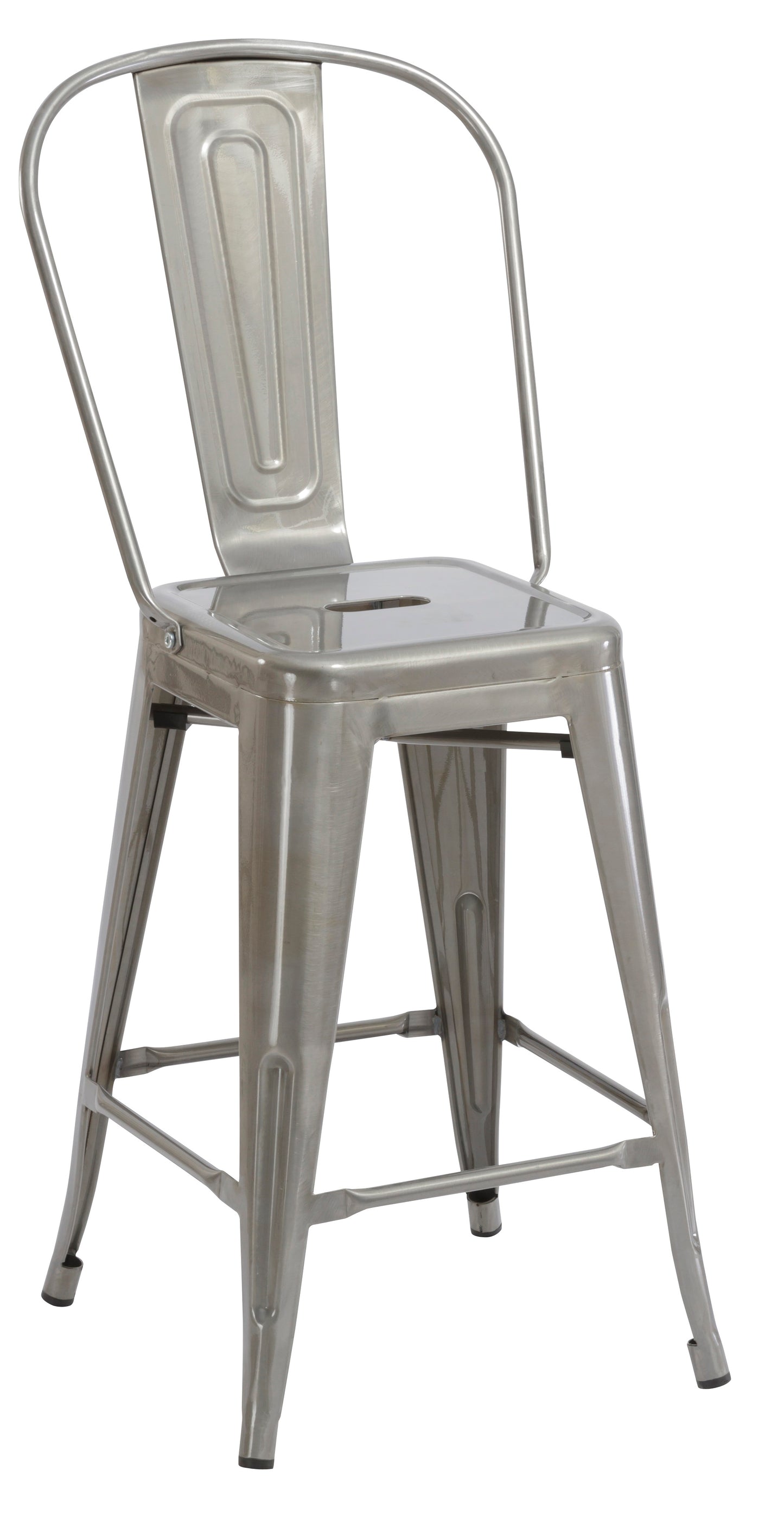 24" Clear Metal Antique Rustic Counter height Bar Stool Chair High Back - Set of 2