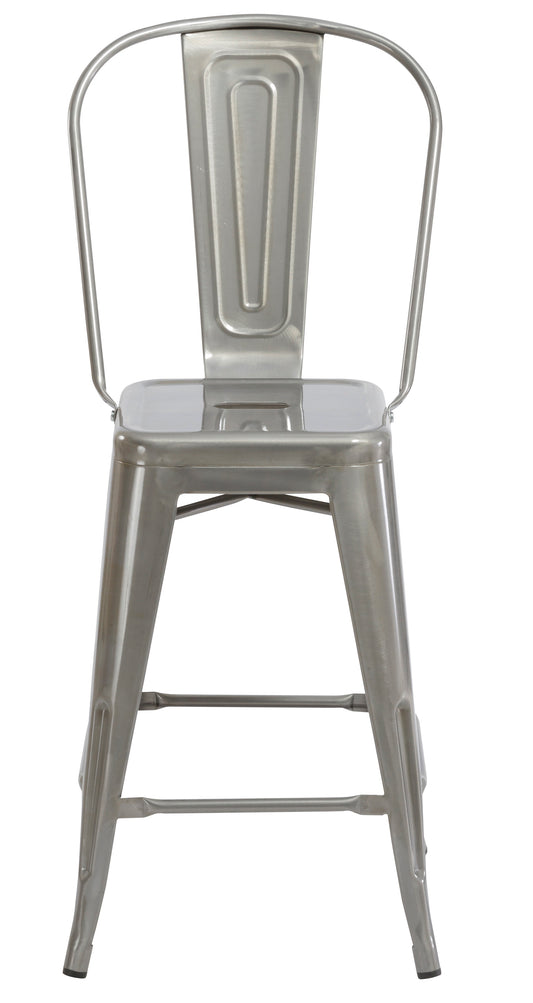 24" Clear Metal Antique Rustic Counter height Bar Stool Chair High Back - Set of 2