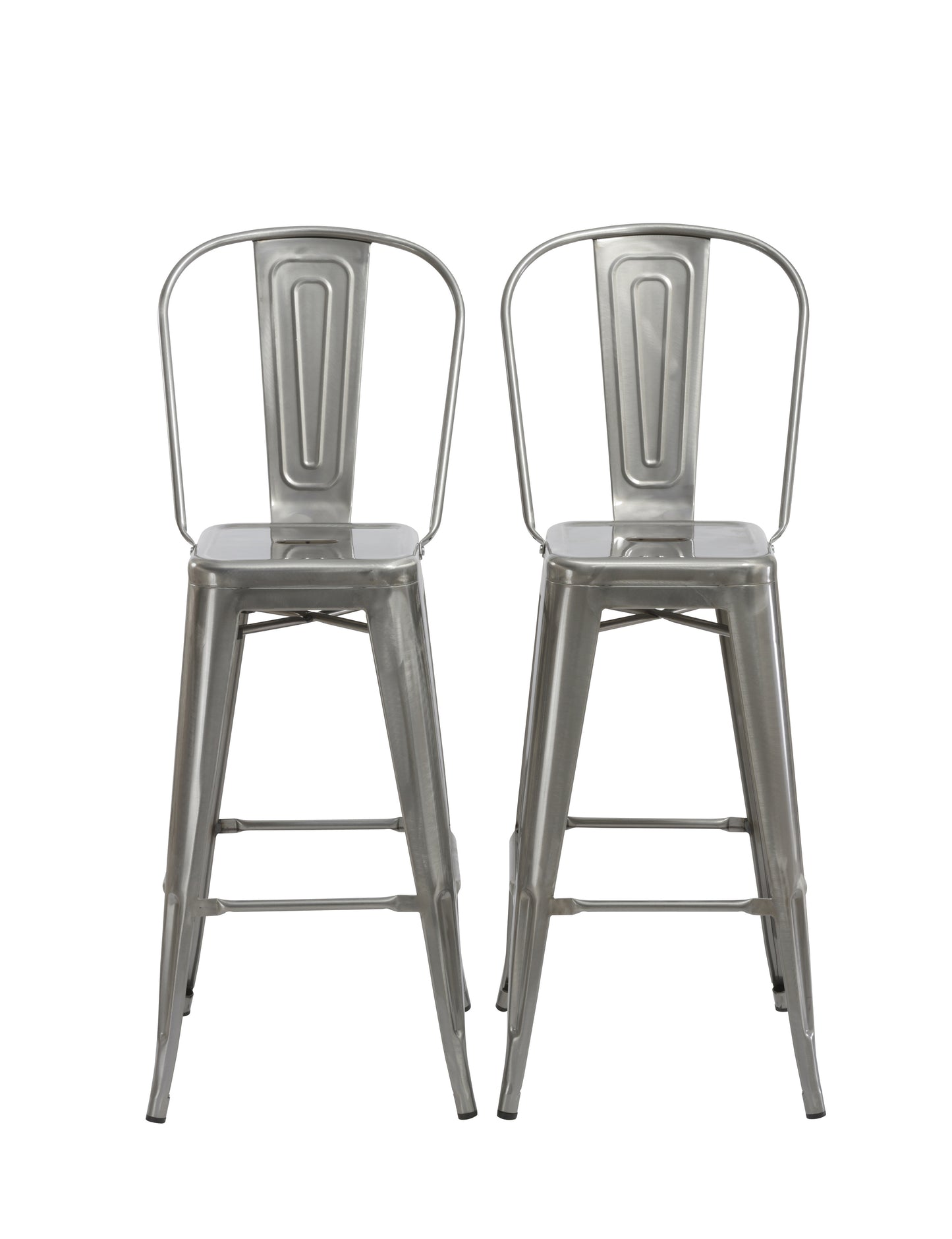 BTExpert 30" Industrial Clear Metal Antique Rustic height Bar Stool Chair High Back - Set of 4