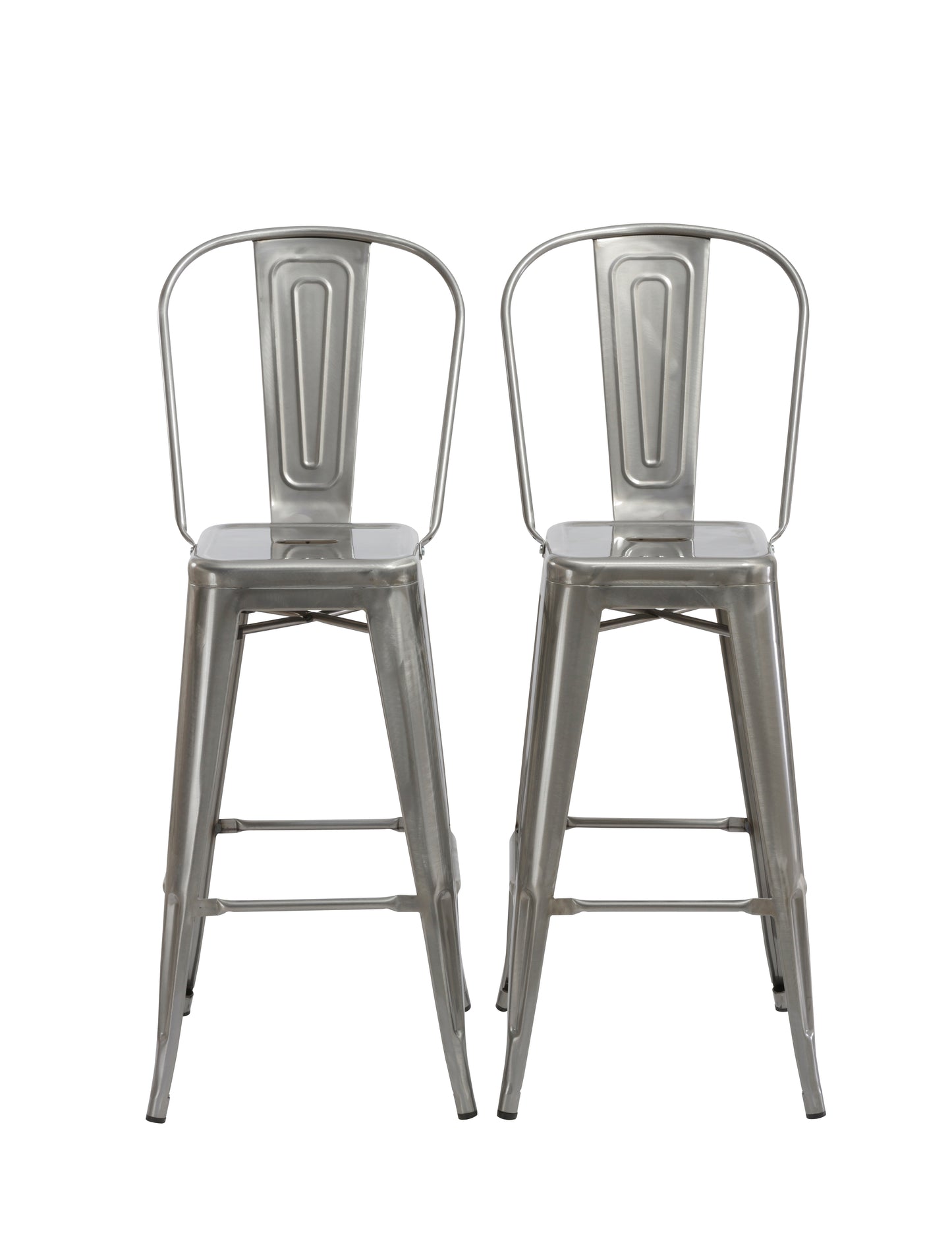 BTExpert 30" Industrial Clear Metal Antique Rustic height Bar Stool Chair High Back - Set of 4