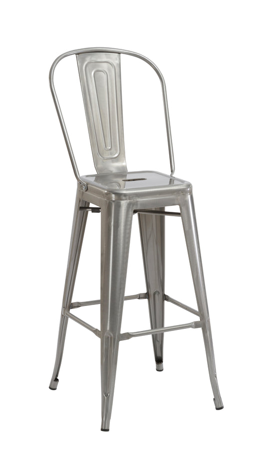 BTExpert 30" Industrial Clear Metal Antique Rustic height Bar Stool Chair High Back - Set of 4
