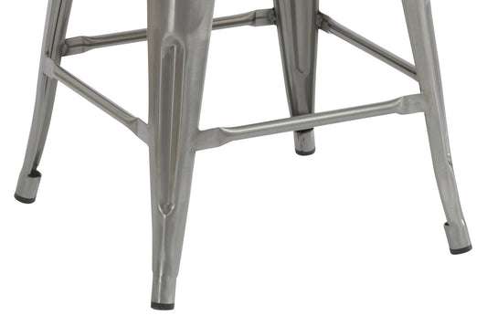 BTExpert 30" Clear Metal Antique Counter height Bar Stool Chair High Back Wood seat - Set of 2