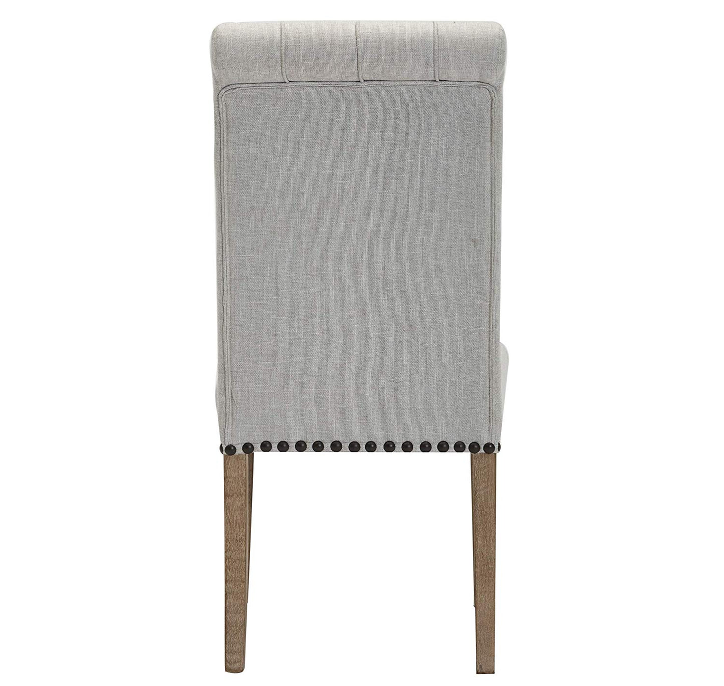BTExpert High Back Tufted Parsons Upholstered Dining Chairs, Solid Wood, Nail Trim, Linen Gray - Set of 2
