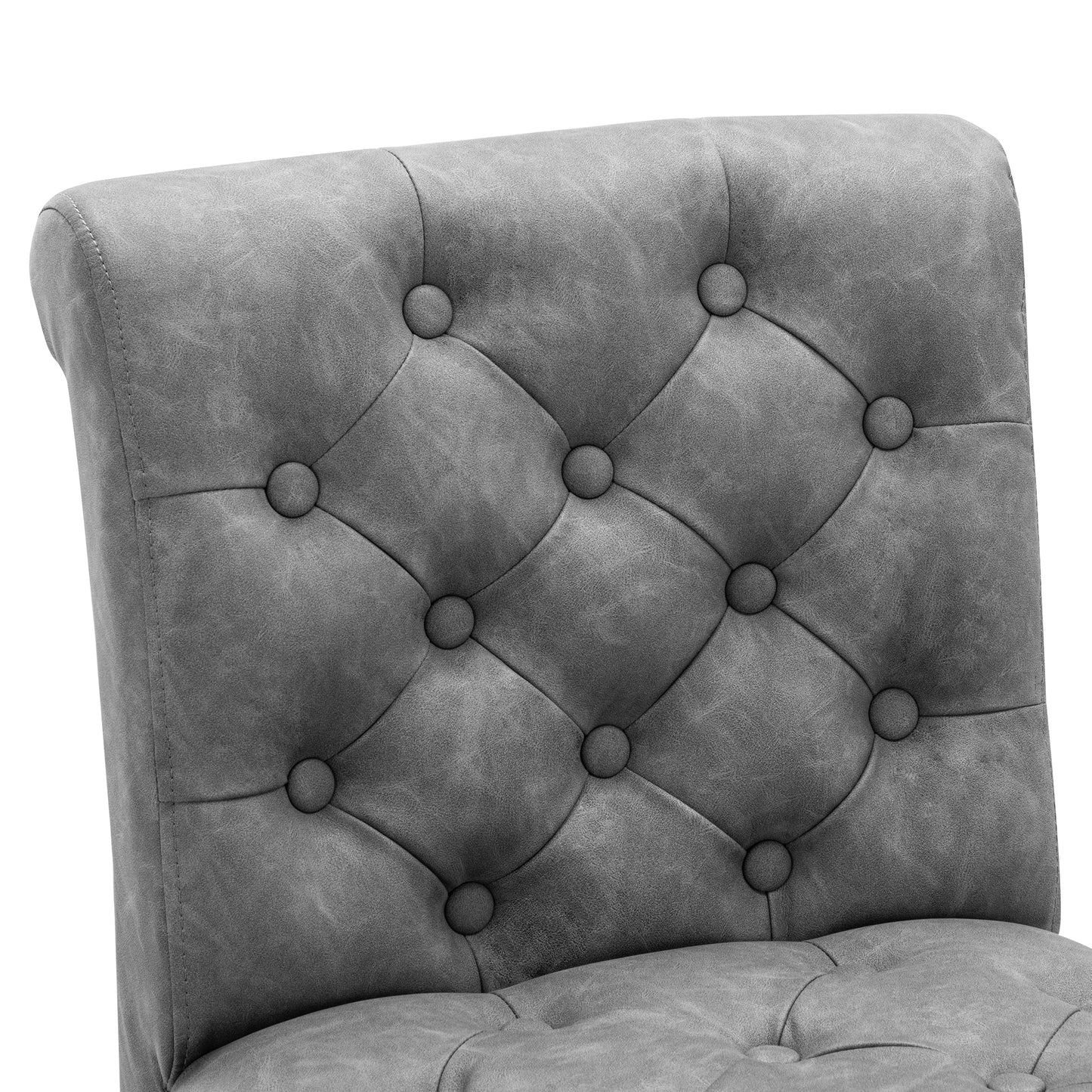 BTExpert Gray PU Leather Tufted 26.5" Counter Bar Stools with Nailhead Trim - Set of 4