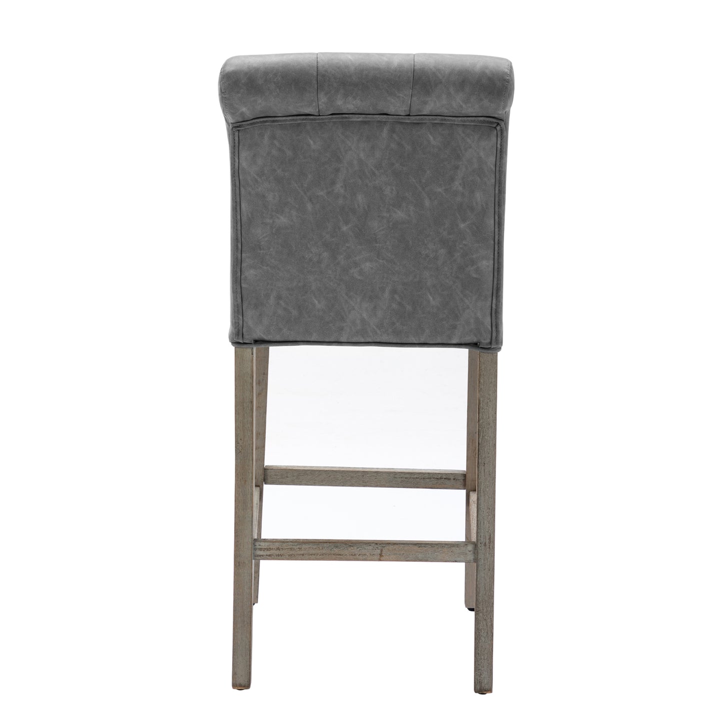 BTExpert Gray PU Leather Tufted 26.5" Counter Bar Stools with Nailhead Trim - Set of 4