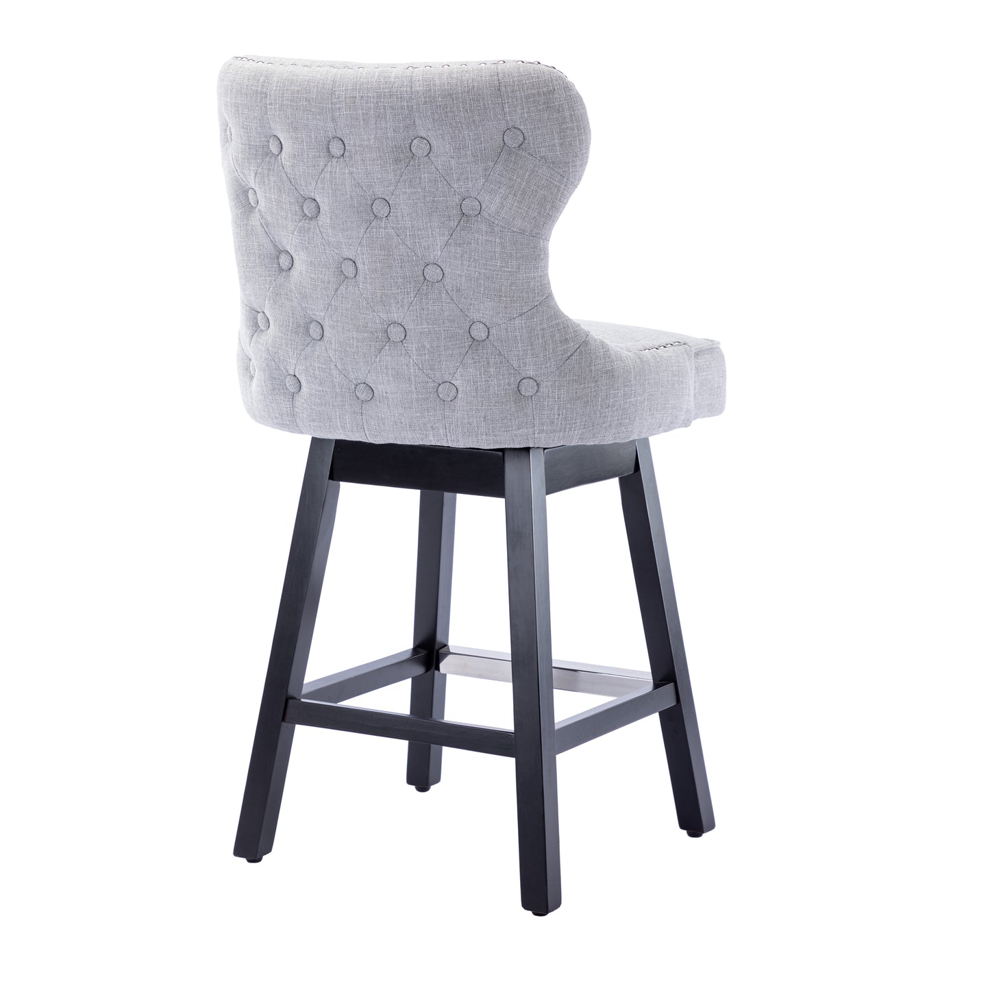 BTExpert Mid-Century Modern Linen Upholstered Swivel Barstools, 26" Counter Height - Set of 2