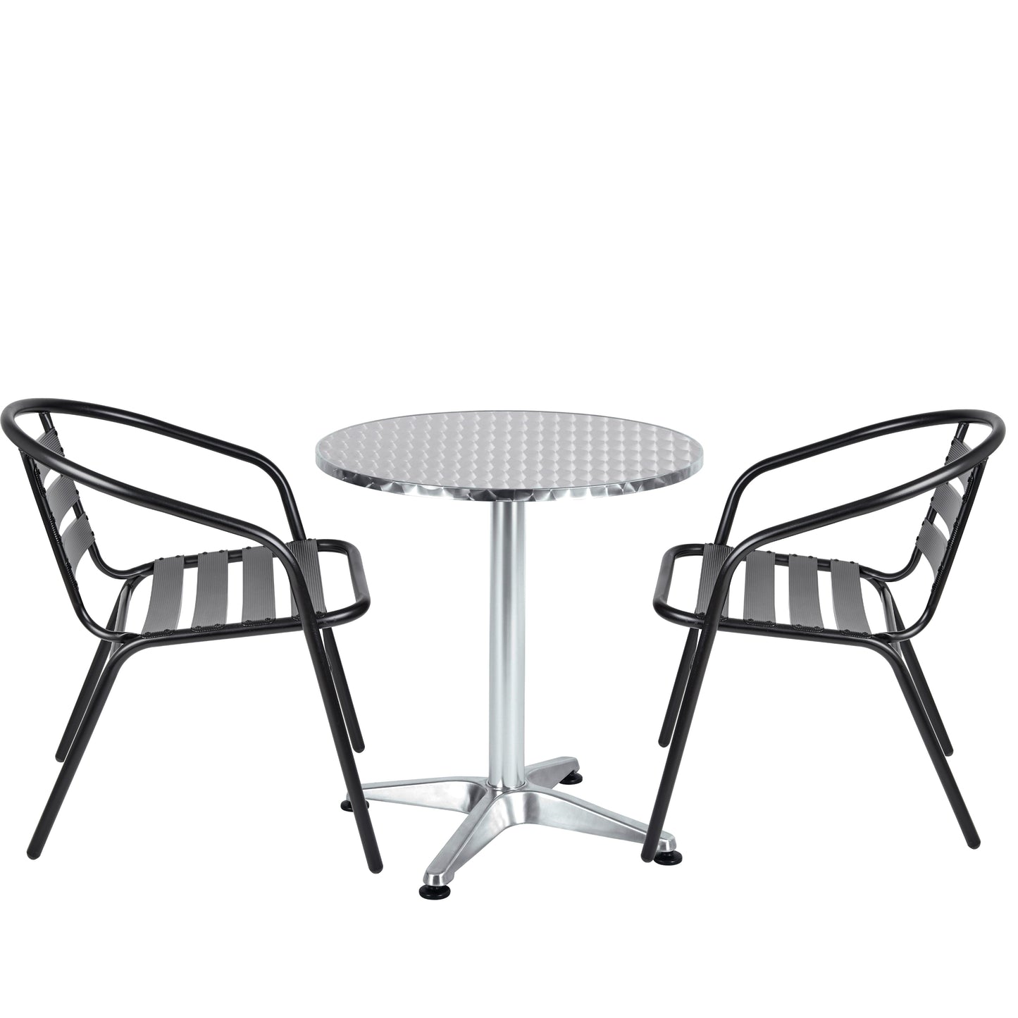 BTExpert Indoor Outdoor 27.5" Round Restaurant Table for Patio Stainless Steel Silver Aluminum Furniture with base