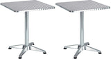 BTExpert Indoor Outdoor 23.75" square Restaurant Table for Patio Stainless Steel Silver Aluminum Furniture with base Set of 2