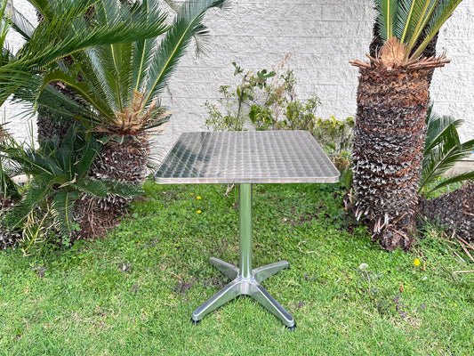 BTExpert Indoor Outdoor 23.75" Square Patio Restaurant Table Stainless Steel Silver Aluminum with Base - Set of 2